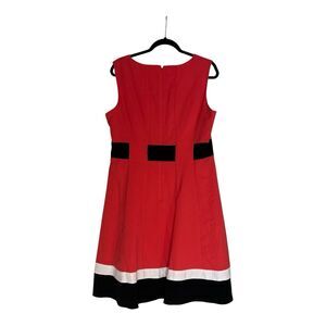 Calvin Klein Dress Coral Pink/Red Fit Flare Colorblock Office Business Sz 14
